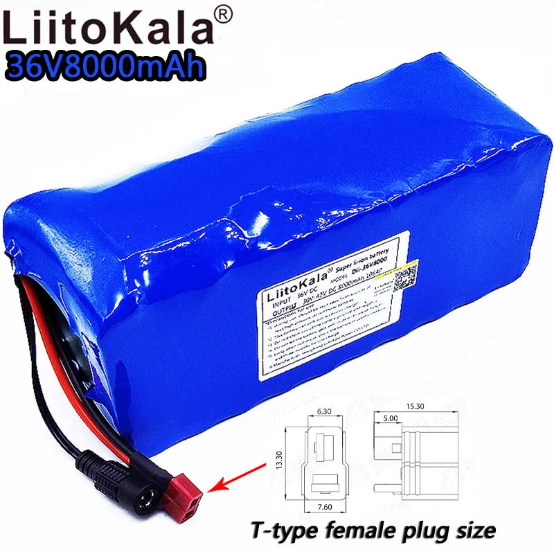 LiitoKala 36v8ah литий-ионный аккумулятор для электровелосипеда 18650 42V 8000mAh 10S4P большой емкости bms 500W перегрузки по току