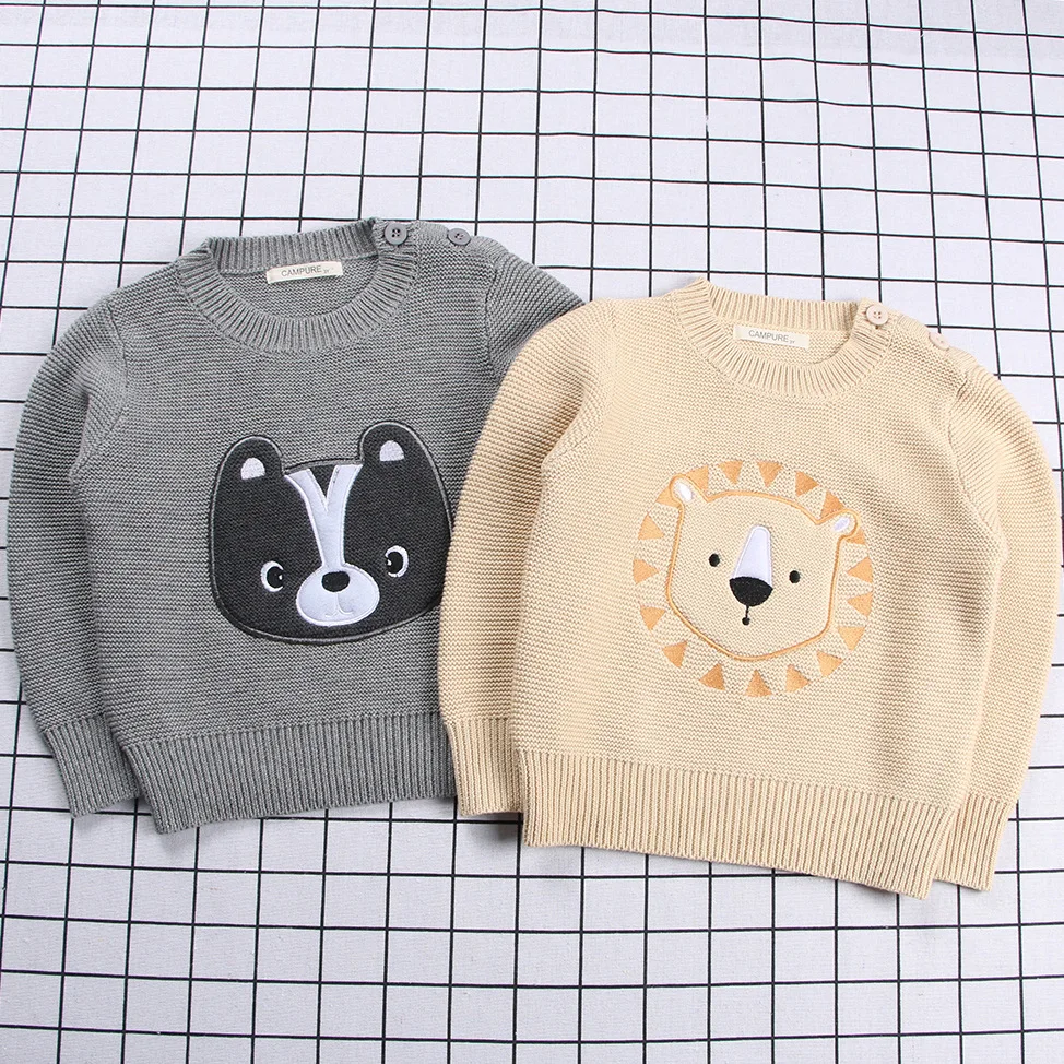 Свитер для мальчиков и девочек Свитера малышей Детские топы с вышивкой Хлопковый