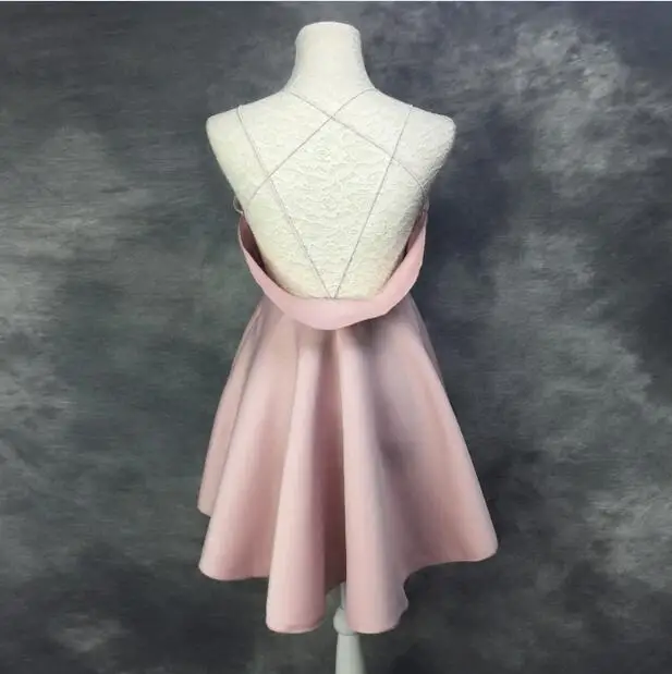 Pink Short Розовое вечернее платье с открытой спиной Летнее сексуальное бальное платье с открытой спиной и без рукавов Платье с бретельками и оборками - Цвет: Pink Short