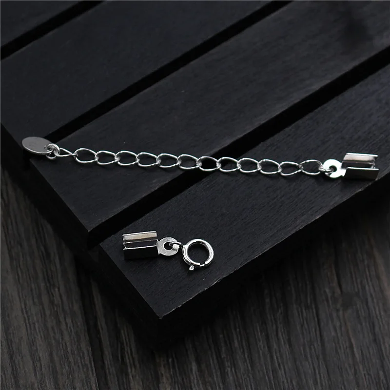 S925 Sterling Silver DIY Handmade Accessories Material Bracelet Full Connection Buttons Leather Rope Necklace Ending Clip | Украшения и