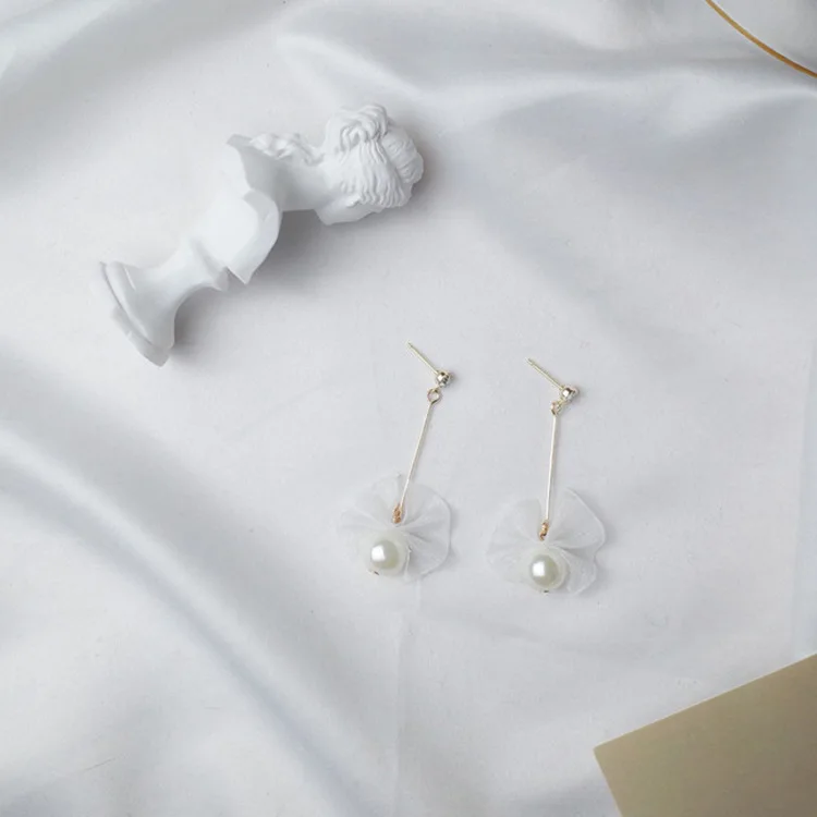 Новый продукт новые модные серьги простые женские с сердечком и бантом из ленты