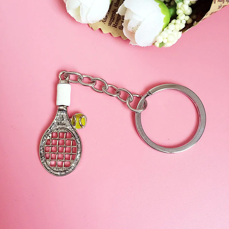 Металлические брелки Теннис ракетки кольцо для ключей моделирования мини брелок