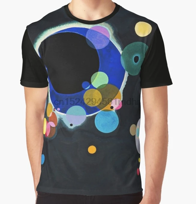 Мужская футболка с абстрактным принтом Kandinsky черно-синяя графическим женская |