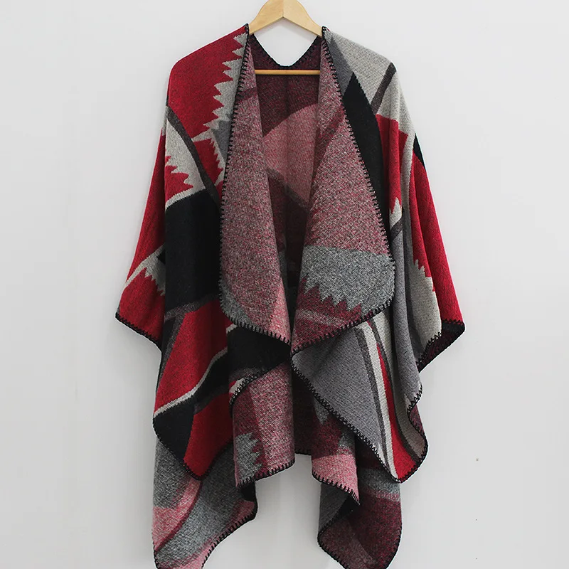 SUMEIKE шарфы Для женщин шарф пончо из кашемира и Накидки геометрический для дамы