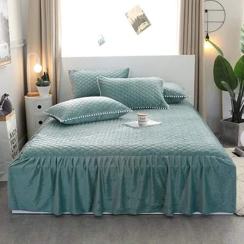 bedskirt 4 Флис Bedskirt покрывало близнец полный набор постельного белья Queen King покрывало красный Розово-серый ставка комплект наволочки для подушек, colchas para Кама Кувр Горит - Цвет: bedskirt 4