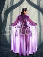 women s latex coats rubber outwear in trasparent purple