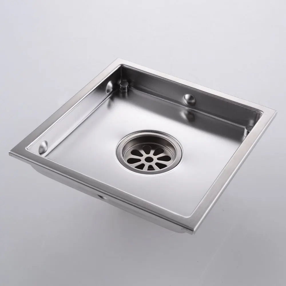 Square Shower Floor Drain with Tile Insert Grate - Made of Sus304 Stainless Steel 6-inch Invisible Look or Flat | Обустройство дома