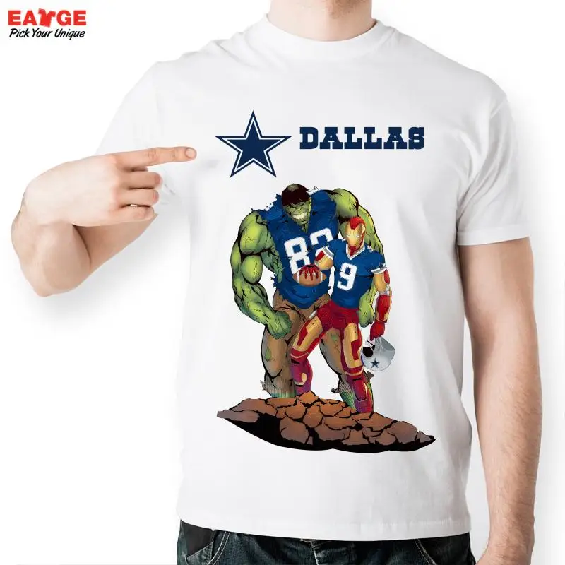 [ Eatge ] халк играть в футбол с железный человек майка креативный дизайн футболка