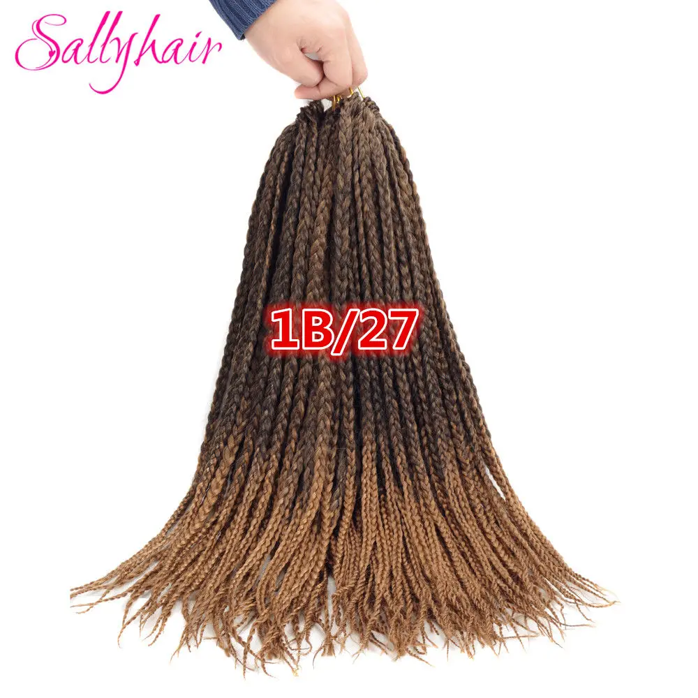 Sallyhair самых лучших брендов, 3X афро коробка косы 18 дюймов 22 шт./упак. синтетические накладные волосы на крючке, затененные, эффектом деграде(переход от темного к буксировочный тона плетеные волосы для наращивания чёрный; коричневый Bug - Цвет: T1B/27