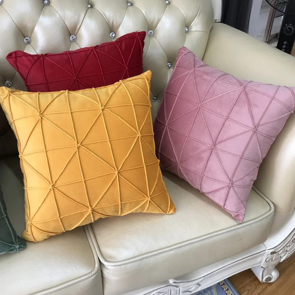 

Solid color super soft High Grade Elegant Jacquard embroidery Pillow Cover Home Decorate Pillow Case Office Sofa Cushion Cover