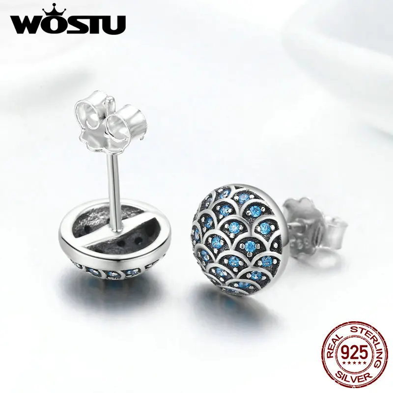 Женские серьги-гвоздики WOSTU из 100% стерлингового серебра 925 пробы с фианитами