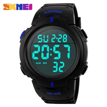 black blue Элитный бренд Для мужчин S Спортивные часы погружения цифровой светодиодный Военная Униформа часы Для мужчин модные Повседневное наручные часы Электроника Горячая часы SKMEI - Цвет: black blue