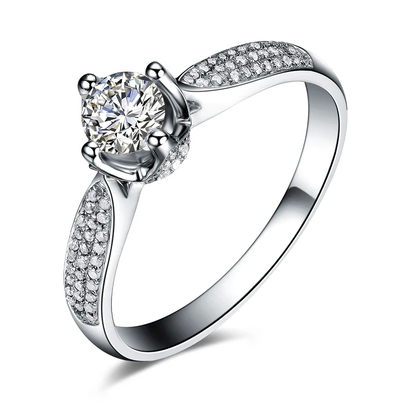 ZOCAI Aphrodite 0 50 CT CERTIFIED H/SI основной алмаз с 30 Ct сторона алмазное обручальное кольцо 18K