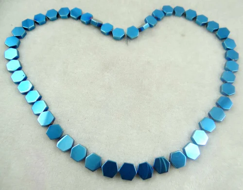 Natural Quartz crystal Titanium Hematite Faceted Gem Loose HEXAGONAL Beads loose beads 8mm making jewelry 15'' H48 | Украшения и