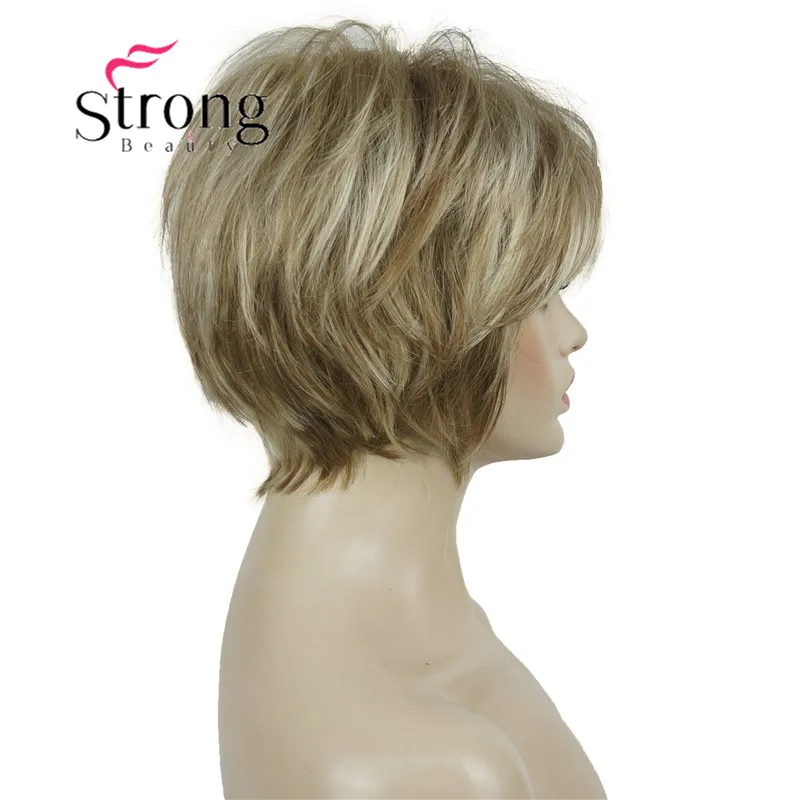 StrongBeauty короткий слоистый блондин Толстый Пушистый полный синтетический парик Тепло ОК
