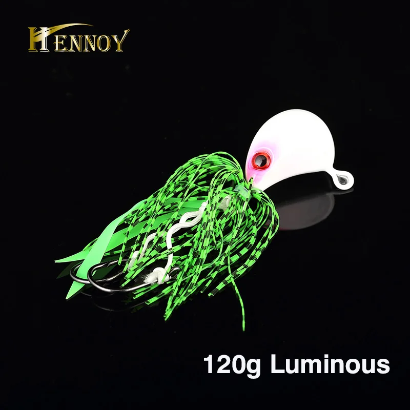 Hennoy 120 г 180 г кальмарный джиг рыболовные приманки проверенные приманки юбки осьминог голова крючок-светящийся и золотой - Цвет: 120g Luminous