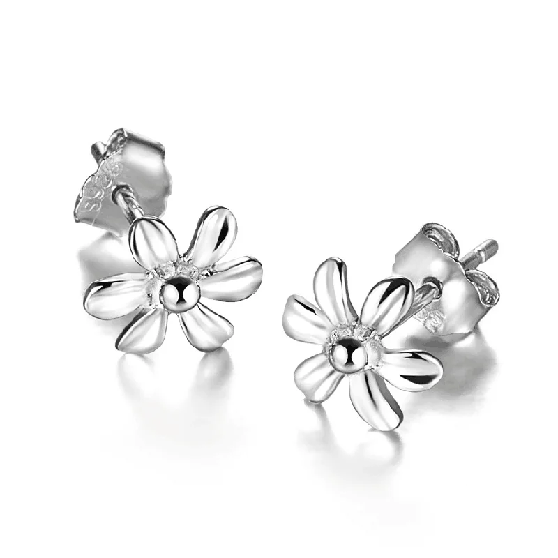Wholesale Earrings Stud Female Sterling Silver Jewelry Flower Women Jewellery with Box White Gold Plated | Украшения и аксессуары