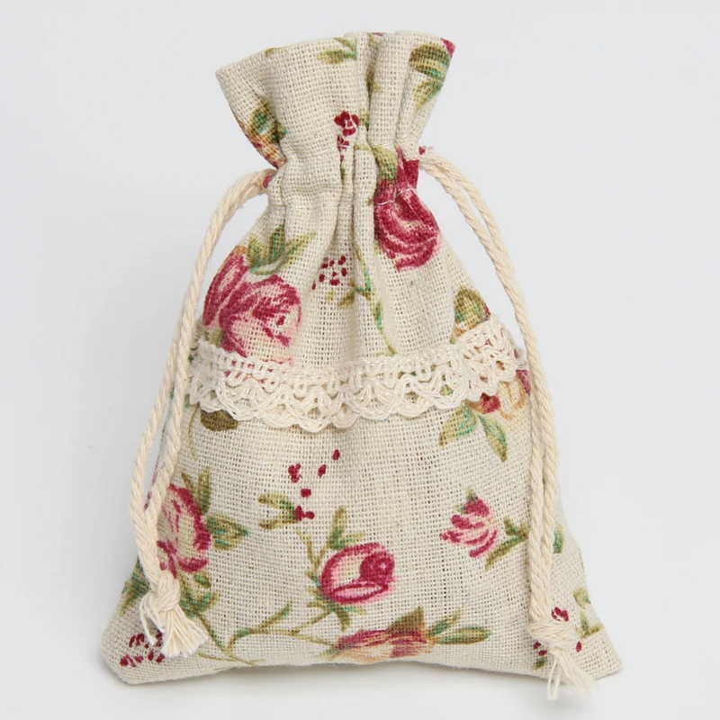 Rose Linen Gift Bags 10x13cm(4