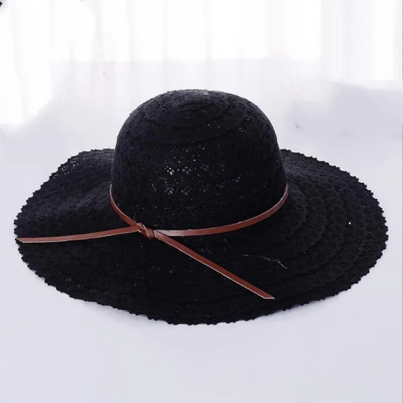 Как Mulheres Rendas de Algodão macio Grande Design Moda Praia Chapéu Sol dobravel Palha Abas Largas | Аксессуары для одежды