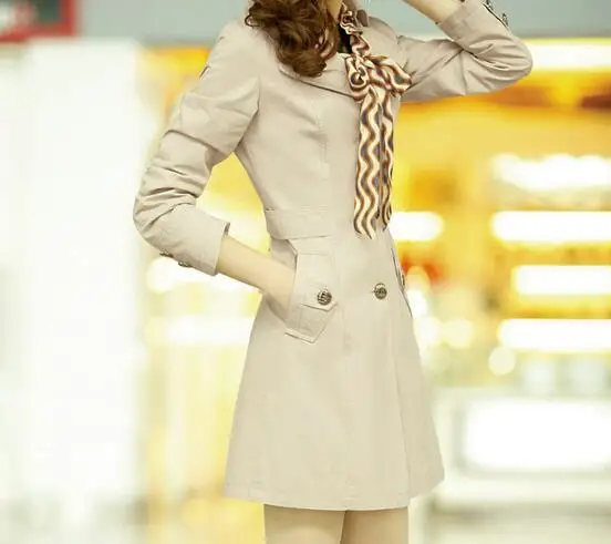 M-3XL Hot Spring Women New Fashion Long Cultivate One's Morality Show Thin Single-breasted Overcoat Of Big Yards | Женская одежда