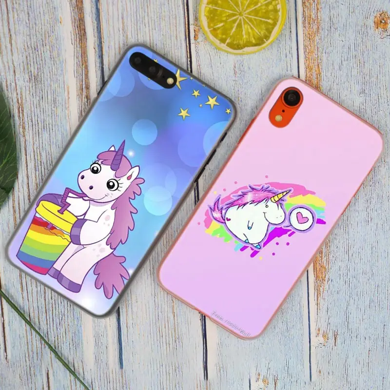 Яркий модный прозрачный жесткий чехол для телефона с единорогом iPhone X XS Max XR 8 7 6 6s