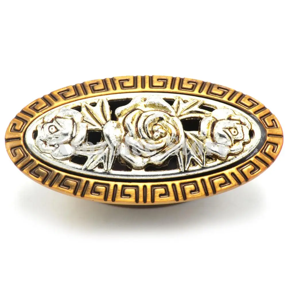 2PCS Vintage Flower Retro Bronze Single/Double Hole Cabinet Knobs Drawer Wardrobe Pulls Cupboard Closet Door Handle | Обустройство
