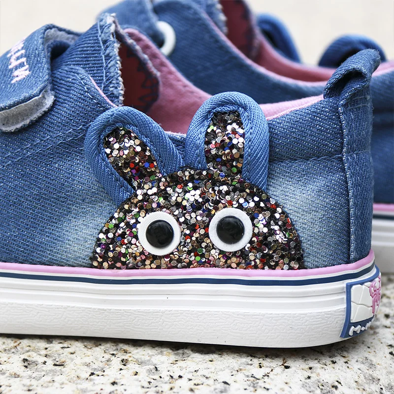 MMnun 3=2 Denim Shoes Girls With Rabbit Sneakers For Children Breathable Toddler Girl Size 26-31 ML1808 | Детская одежда и обувь