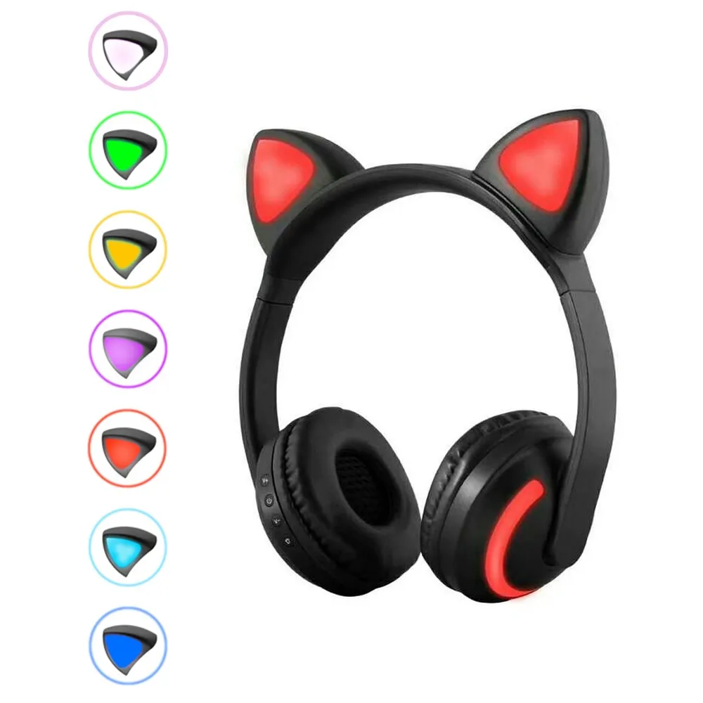 Беспроводные Bluetooth наушники с кошачьими ушками светящаяся гарнитура заячьими
