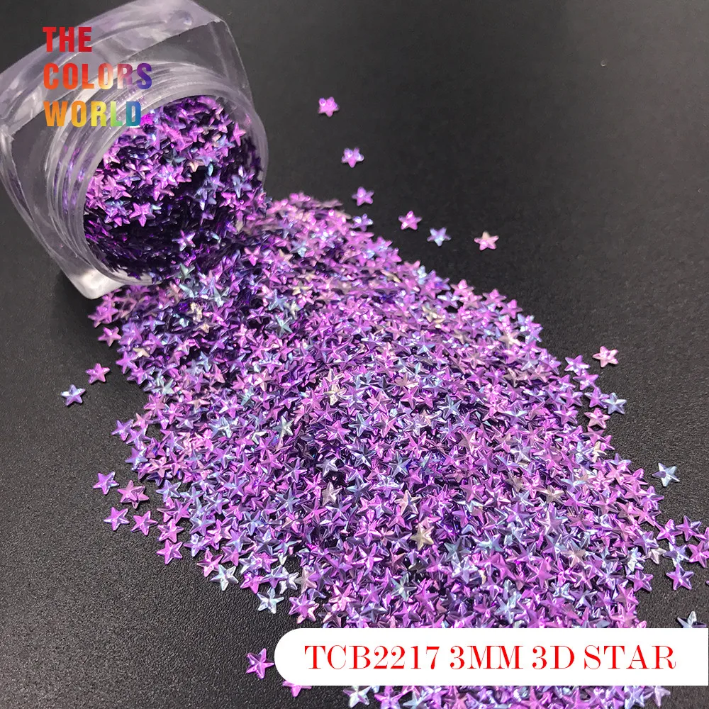 TCT-176 Звезда Форма 3D эффект красочный блеск 3 мм для гелевое украшение дизайн ногтей Блеск для ногтей макияж лицевой DIY украшения