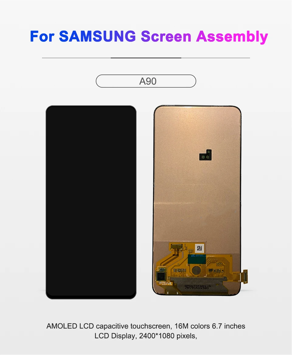 6,7 ''AMOLED для samsung Galaxy A90 ЖК-дисплей A905 A905F SM-A905 Дисплей кодирующий преобразователь сенсорного экрана в сборе A90 для samsung A90 ЖК-дисплей