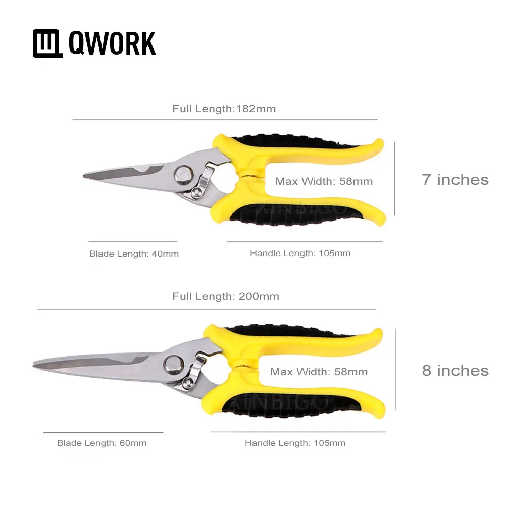QWORK 7 дюймов/8 дюймов электронные Ножницы Резак для проводов многофункциональные