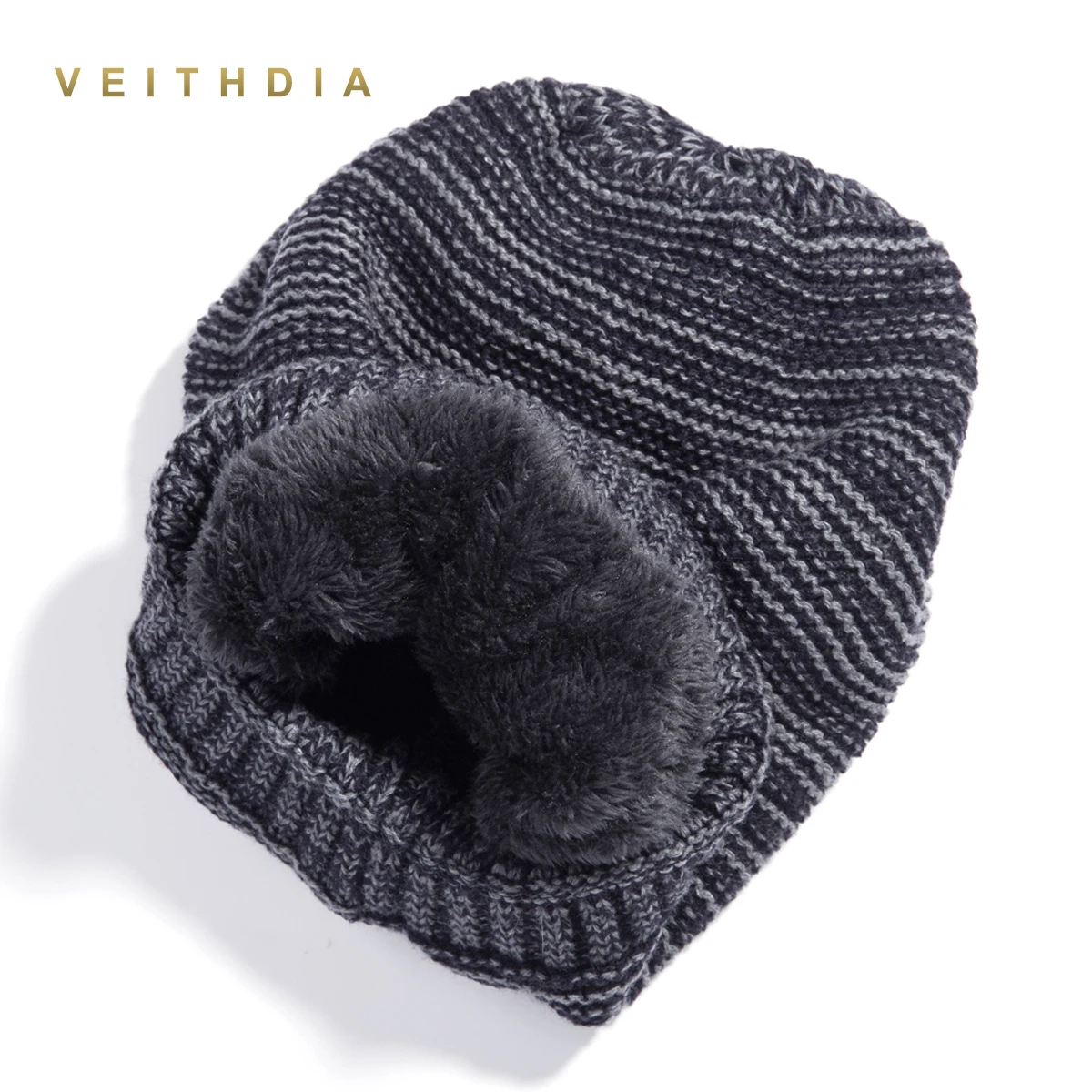 Шапки VEITHDIA шапки для мужчин вязаные облегающие бархатная цветная шапка в стиле