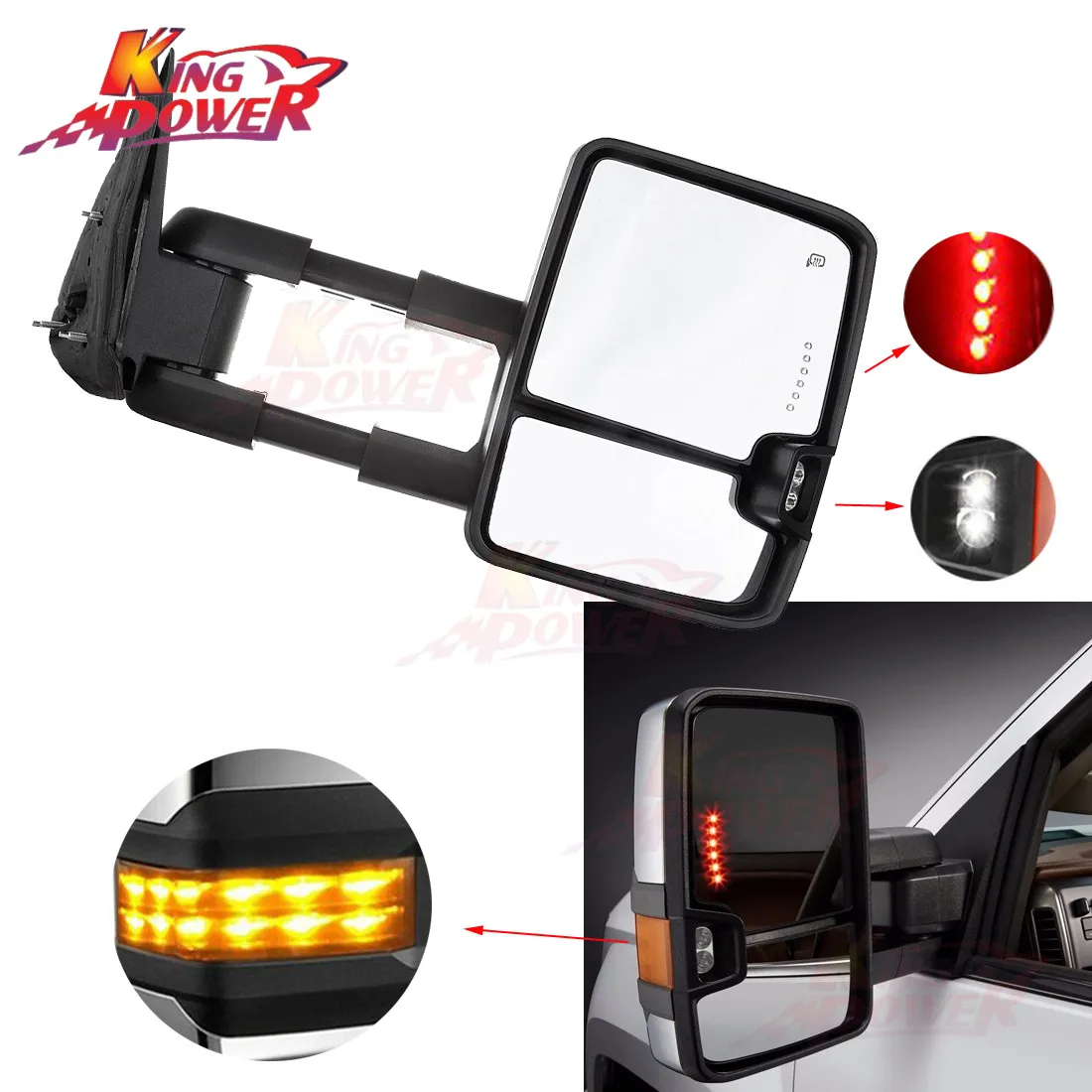 Бесплатная доставка KP King Way Pair буксировочные зеркала сигнал теплового зазора