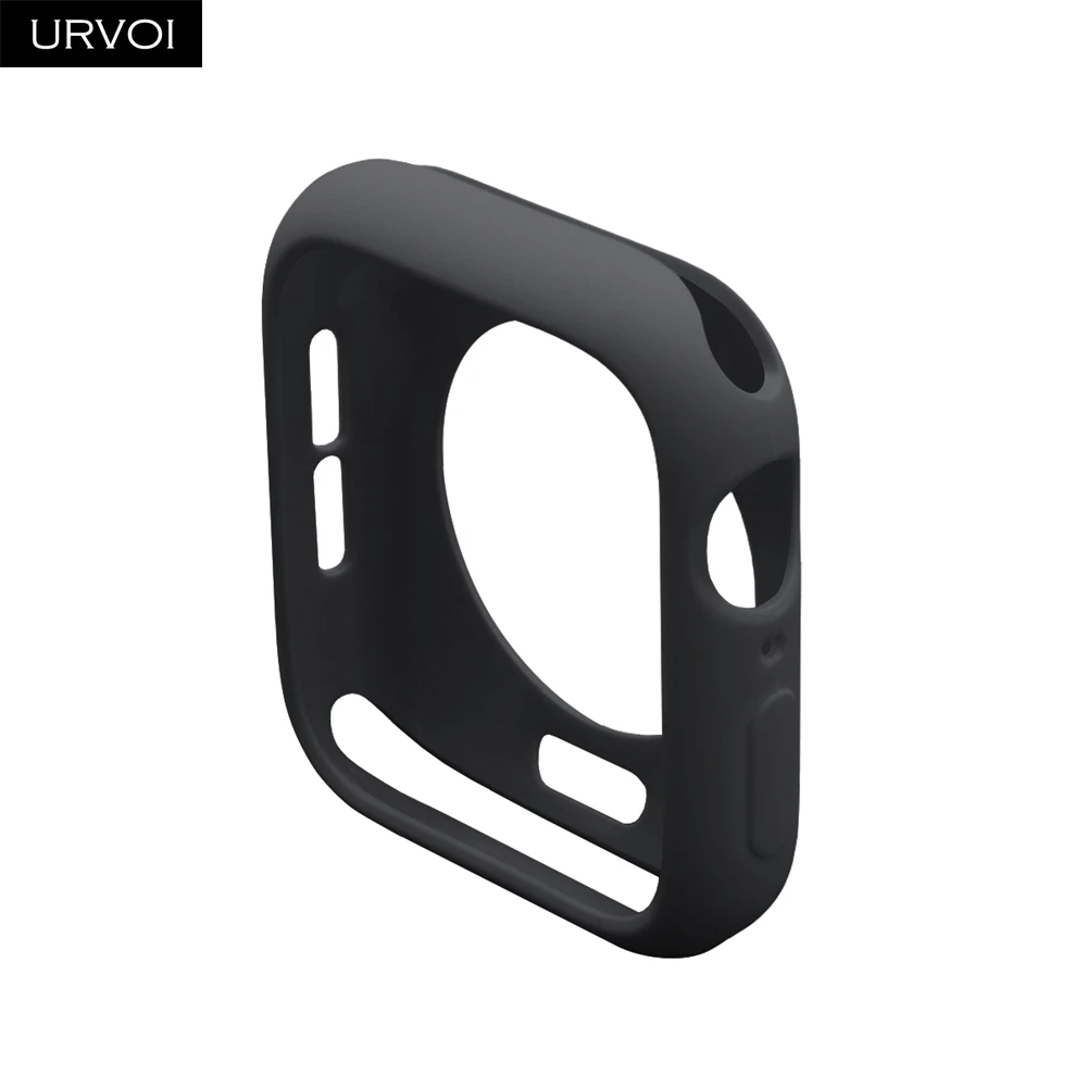 Black URVOI бампер для apple watch series 5 4 3 2 чехол для iwatch ТПУ карамельного цвета чехол тонкий защитный ультратонкий ремешок 40 мм 44 мм - Цвет: Black