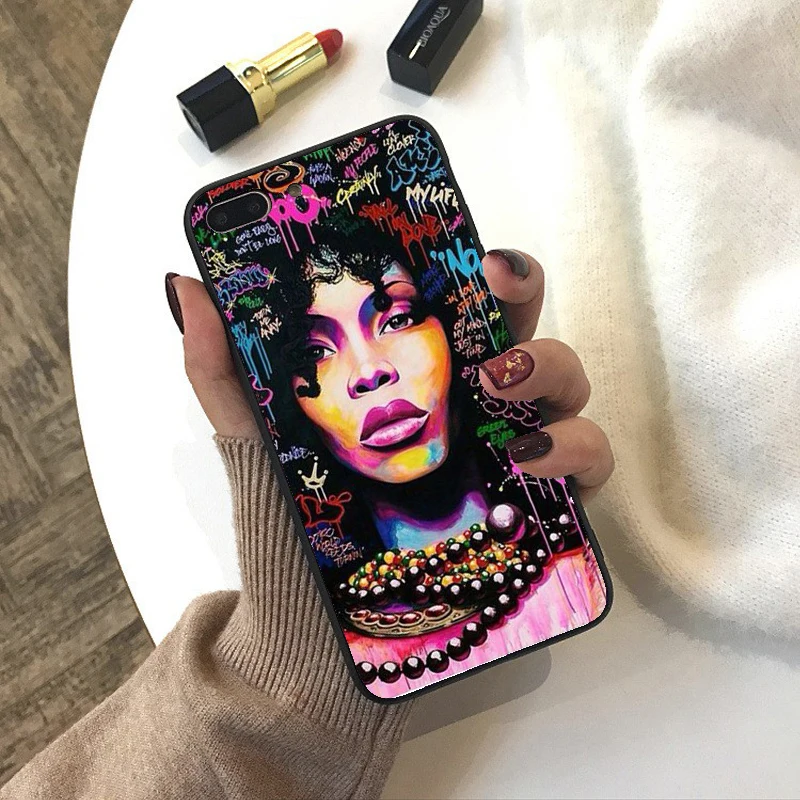 Мягкий силиконовый черный чехол для телефона в африканском стиле из ТПУ iPhone X 5 5S 6