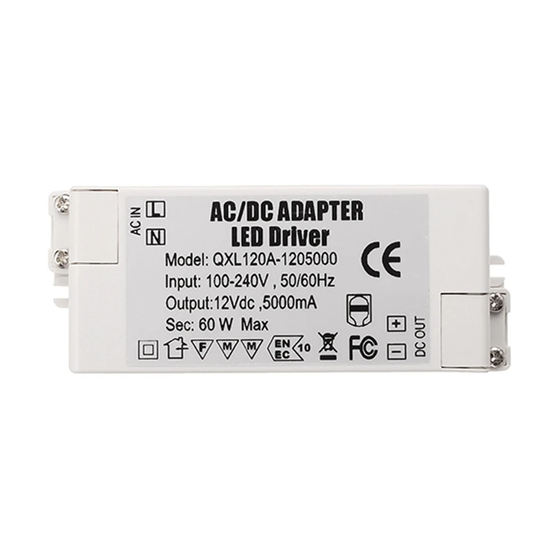 Jiguoor AC100 240V к DC12V 5A 60 Вт Светодиодный источник питания трансформатор адаптер