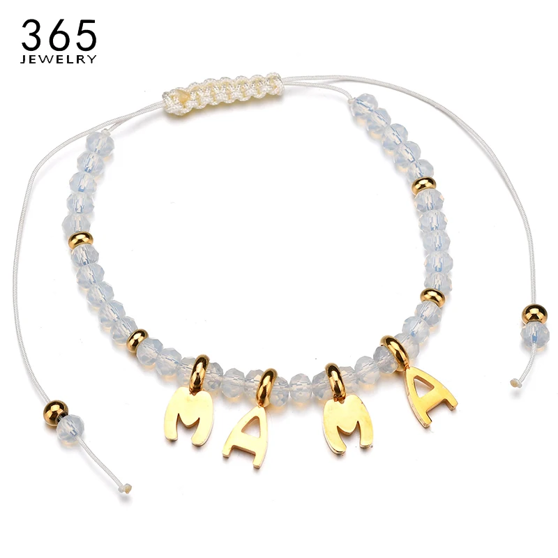 2018 New Arrival Beautiful MAMA Letters Charm Bracelet For Women Acrylic Beads Rope Adjustable Pulseras Mujer Drop Shipping | Украшения и