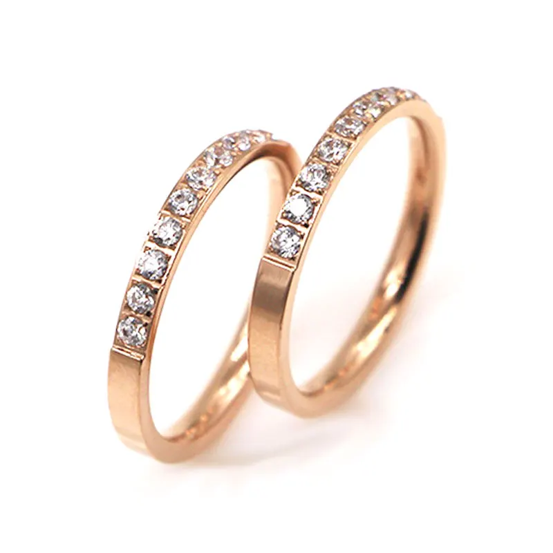 Женское кольцо стразы из нержавеющей стали тонкое обручальное с инкрустацией