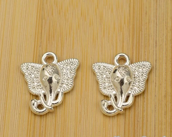 

100pcs charms Cute elephant head bright silver pendant 16*15mm DIY handmade jewelry accessories Making alloy finding