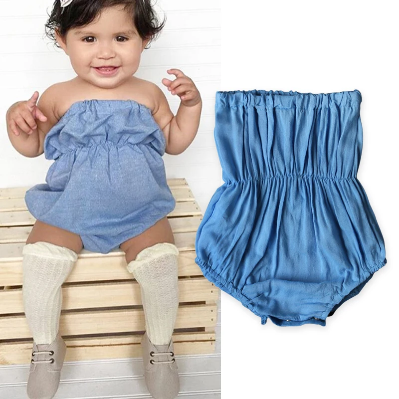 Комбинезон джинсовый без рукавов с открытой спиной и поясом DS15|sunsuit toddler|infant baby girl