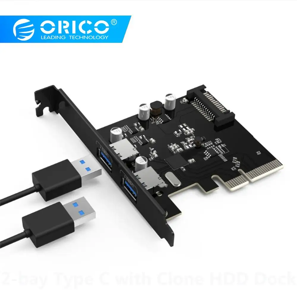 ORICO 2 порта USB3.1 PCI E адаптер Express плата расширения 15 контактный разъем питания для