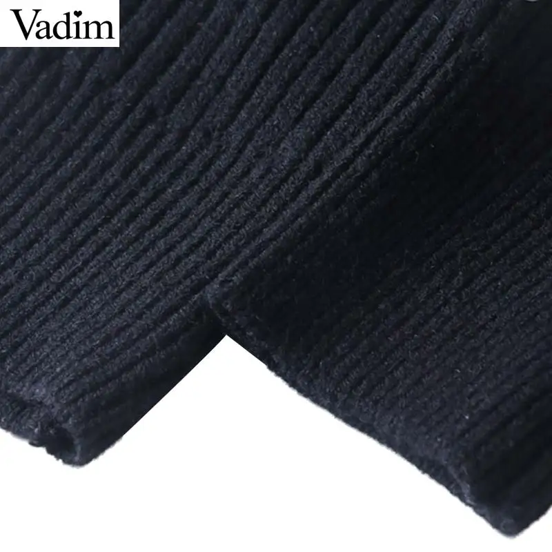 Vadim beading sequined loose knitted sweater floral pattern turtleneck long sleeve stretchy pullovers female retro tops HA225 | Женская