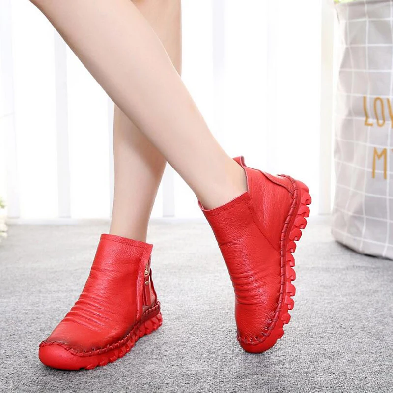 

TIMETANG 2017 Women Fashion Vintage Handmade Genuine Leather Shoes Female Autumn winter Platform Ankle Boots Woman Casual Boots