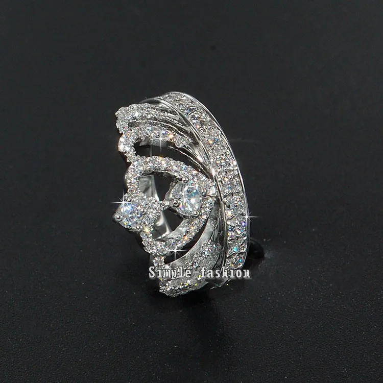Vecalon Crown Style Women Fashion Jewelry ring AAAAA Zircon Cz 925 Sterling Silver Engagement wedding Band for women | Украшения и