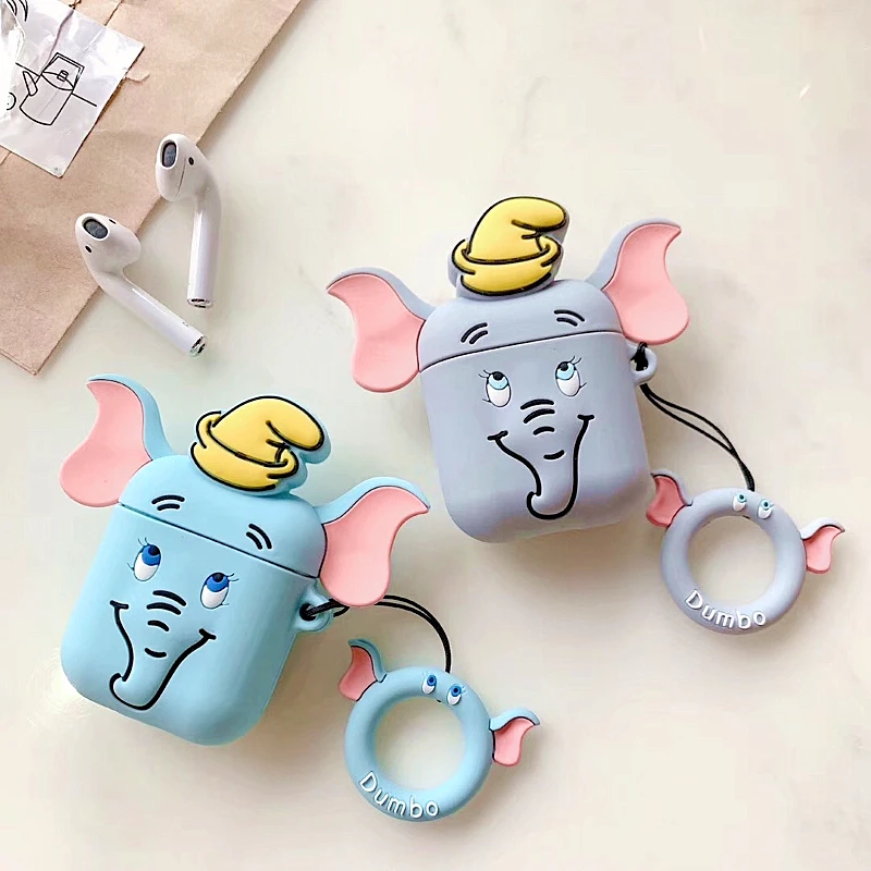 3D мультфильм Dumbo силиконовый чехол airpods для Apple Airpods1/2 беспроводные Bluetooth наушники для зарядки наушники защитный чехол