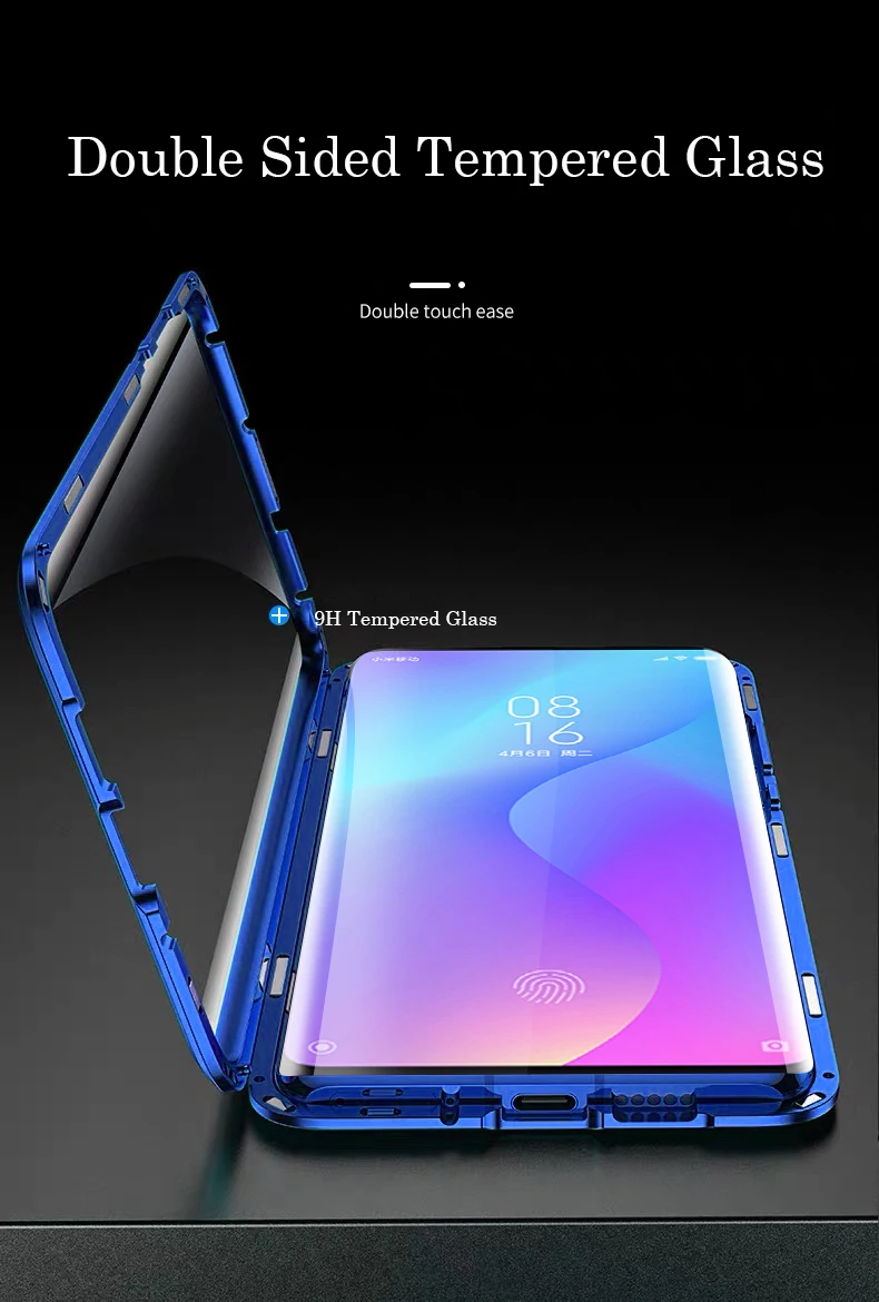 Магнитный чехол для телефона для Xiao mi Red mi K20 Pro Note 8 Pro 7 алюминиевый бампер с двойным стеклом для Xiaomi mi CC9 mi 9T A2 6X чехол