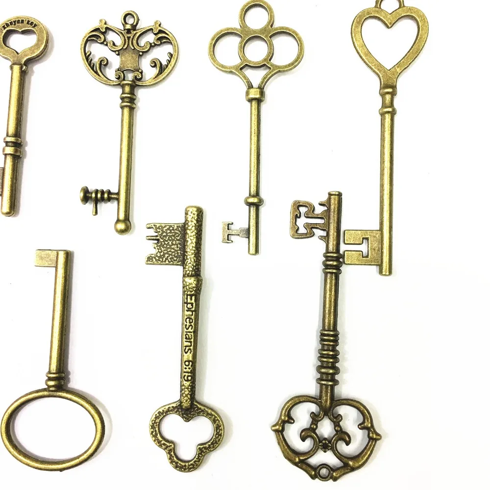 9 шт большие винтажные скелетные ключи DIY Ожерелье Подвески принадлежности для