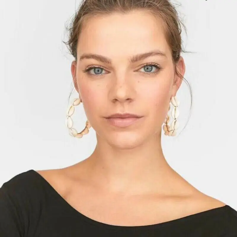 CiNily Vintage Multicolor Shell Gold Women Jewelry Hoop Summer Earrings Gift FH8920-21 | Украшения и аксессуары