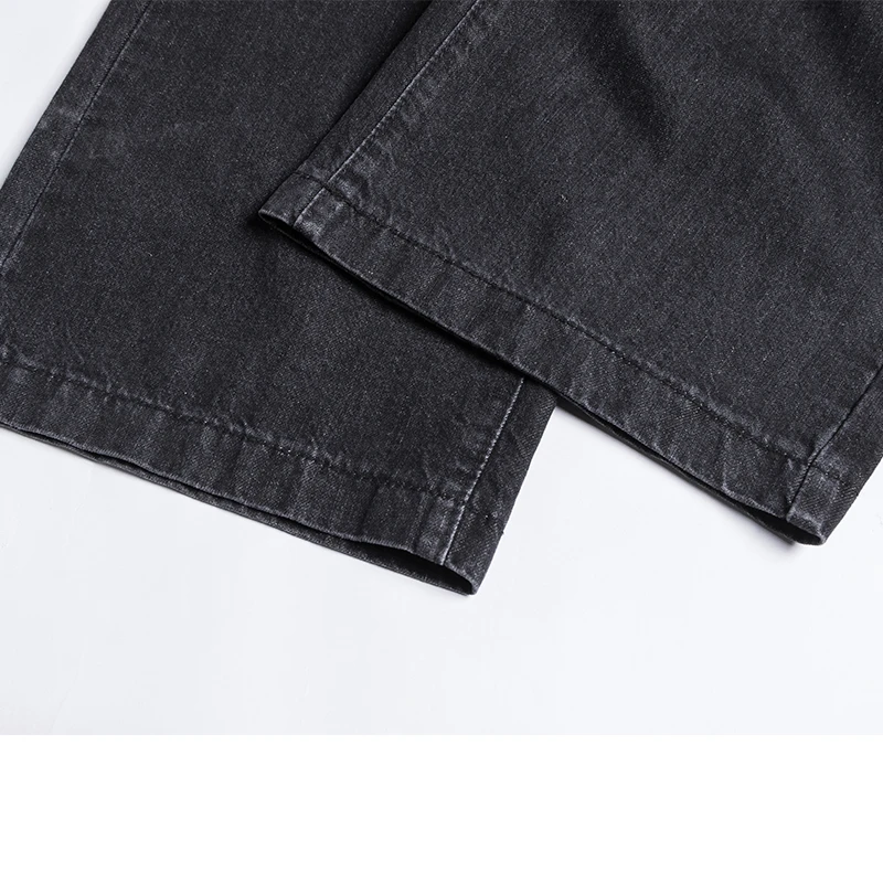 Женские свободные джинсы с высокой талией SOLAR ALICE черные со шнуровкой и карманами