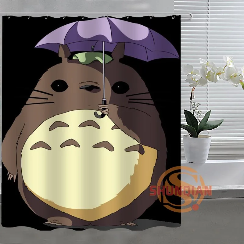 Красный Studio Ghibli Totoro индивидуальная занавеска для ванной комнаты, ткань для декора ванной комнаты, занавеска для ванной комнаты, приемлемая на заказ H03M26D37 - Цвет: Красный